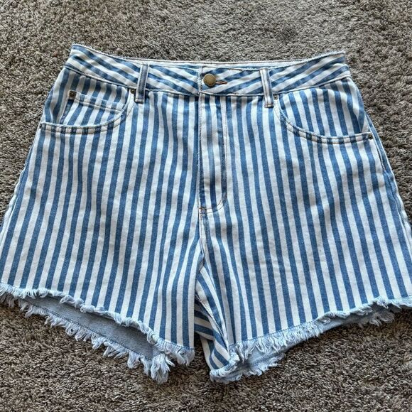 Billabong How Bout That Striped Denim Shorts Blue White Women’s 31 - Picture 4 of 5